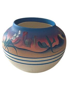 Hand-Painted New West Pottery Southwest Design Vase Signed  Made Phoenix Arizona